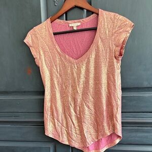 Bordeaux Metallic Pink Short Sleeve Top